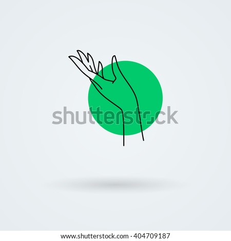 Vector icon with a graceful female hand. Logo. Monoicon.