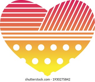 Gradiente de icono del vector corazón de amor rosa y amarillo