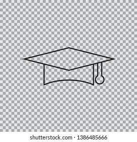 Vector icon graduate cap on transparent background