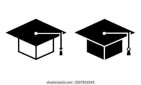 A vector icon of a graduation hat, symbolizing academic achievement, education, and success. This icon is perfect for use in educational designs, school-related projects, and celebratory content.
