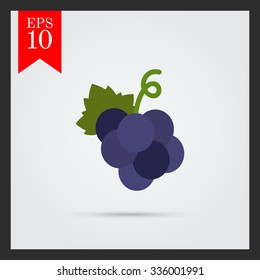 Vector icon of grape bunch on stem with leaf