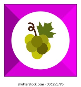 Vector icon of grape bunch on stem with leaf