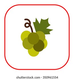 Vector icon of grape bunch on stem with leaf