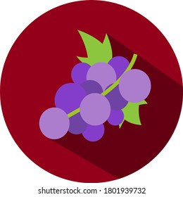 Icono vector con uvas. Icono de uvas. Icono de otoño. Icono de caída. Signo/símbolo de vector circular. Señal de corte. Símbolo lindo.