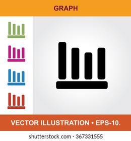 Vector Icon Of Graph With Title & Small Multicolored Icons. Eps-10.