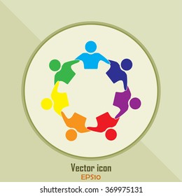 Vector Icon Graphic Teamwork Hug 7 -Group of People