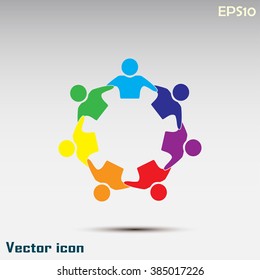 Vector Icon Graphic Teamwork Hug 7 -Group of People