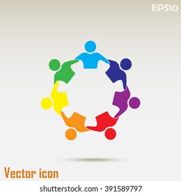 Vector Icon Graphic Teamwork Hug 7 -Group of People