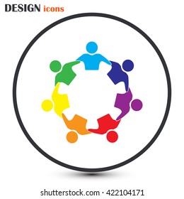Vector Icon Graphic Teamwork Hug 7 -Group of People