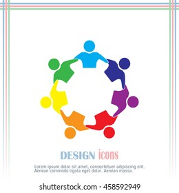 Vector Icon Graphic Teamwork Hug 7 -Group of People