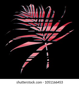 Vector icon of graphical artistic topical foliage tropics, palm leaf, fern frond. Low poly style. Ferns. Glitch style, effect.