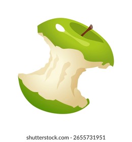 Icono de Vector de manzana mordida verde aislado sobre fondo blanco.