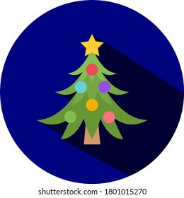 Vector icon with green christmas tree. Cute vector icon. Christmas icon. Tree icon. Celebration sign. Vector sign/symbol. Vector illustration.