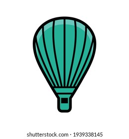 Vector icon in green color and black border lines, of a balloon.