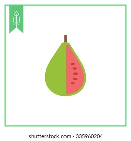Vector icon of green cut guava fruit
