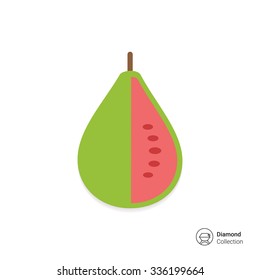 Vector icon of green cut guava fruit