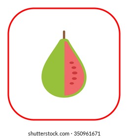 Vector icon of green cut guava fruit