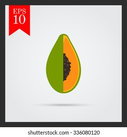 Vector icon of green cut papaya fruit