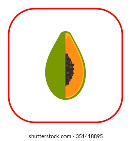 Vector icon of green cut papaya fruit