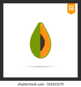 Vector icon of green cut papaya fruit