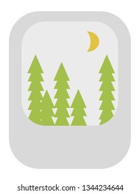 Vector icon of a green forest at night