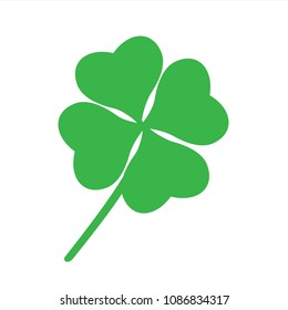 Vector icon green four clover. St. Patric day symbol