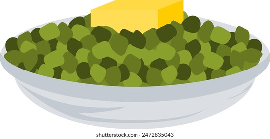 Icono de Vector de guisante de gramo verde con mantequilla.