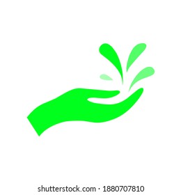 Vector icon green hands and water