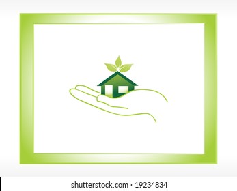 icono vector casa verde a mano