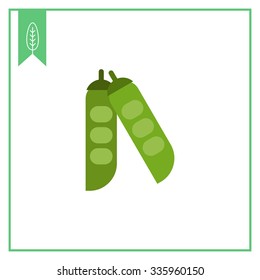 Vector icon of green peas in pea pods