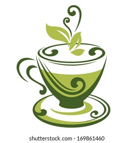 Vector icon of green tea cup