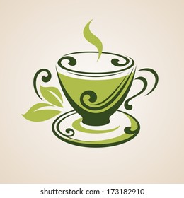 Vector icon of green tea cup