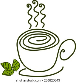 Vector icon of green tea cup  