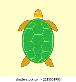 Vector icon green turtle, marine animal, beach, swamp. Best for property decoration images