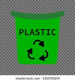 Vector icon of green waste bin with recycling sign