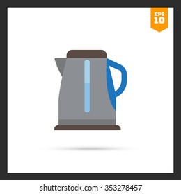 Vector icon of grey electric kettle filled with water