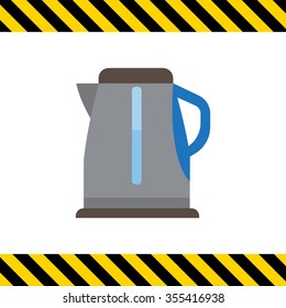 Vector icon of grey electric kettle filled with water