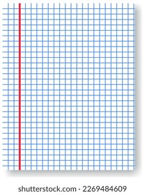 Vector icon with grid notebook paper for concept design. School notebook illustration.