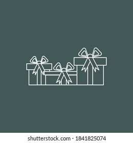 Icono de vector con grupo de las diferentes cajas de regalo. Icono de línea del vector. Pictograma. Concepto de pedidos de mobyle