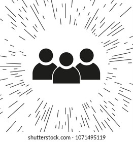 vector icon group of people against the background of the rays