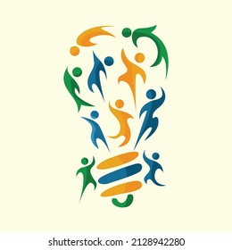 Vector icon of group of people forming a light bulb