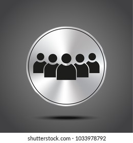 vector icon group of people metallic isolated on dark background