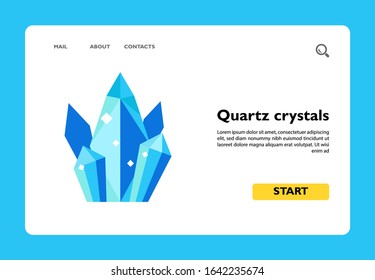 Vector icon of group of shiny quartz crystals. Mineral, precious stone, salt. Gems concept. Can be used for topics like minerals, natural resources, treasure
