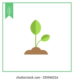 Vector icon of growing green sprout with leaves