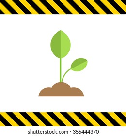 Vector icon of growing green sprout with leaves