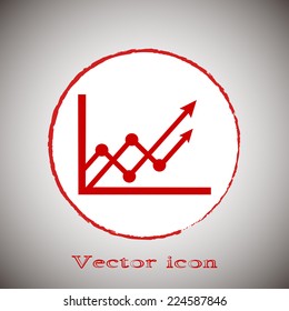Vector icon growth diagram Red button on a gray background.