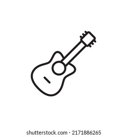 vector icon of guitar, acoustic musical instrument signed Isolated on white background. Trendy flat style for graphic design, logo, website, social media, UI, mobile app