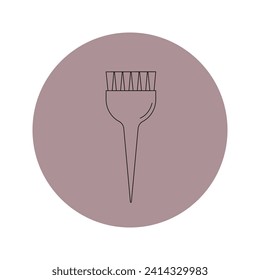 Vector icon of a hair coloring brush in a pink circle on a white background.