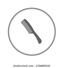 Vector icon hair comb in grey round. Eps 10