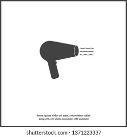 Vector icon hair dryer for hair styling. Barbershop symbol on white isolated background.